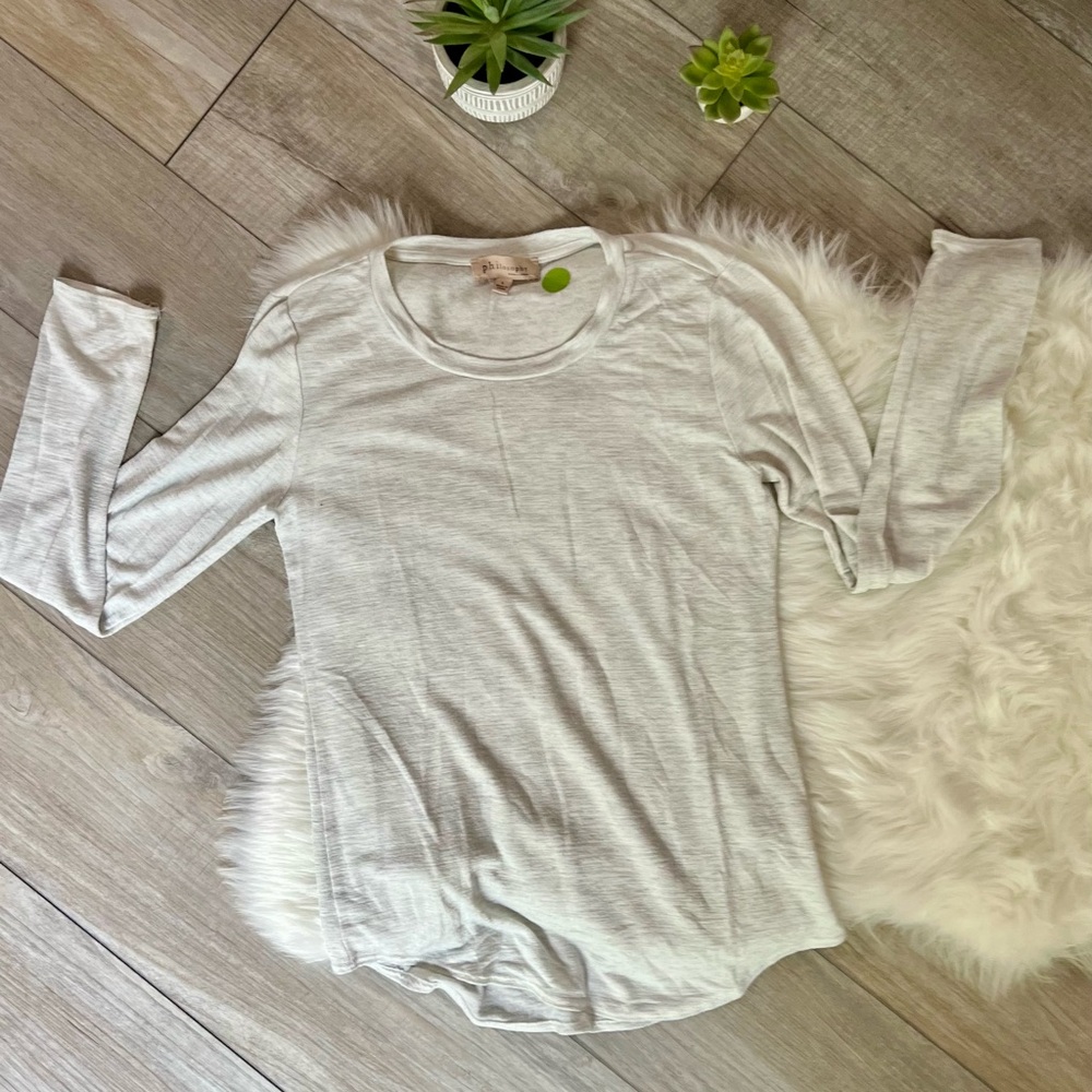PHILOSOPHY | Cream White Fitted Long Sleeve T-Shirt (L)